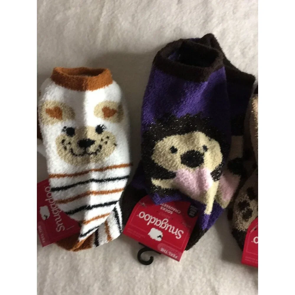 B15 Bundle Of 4 New Women’s Fleece Animal Prints Dog/Cat/Panda Socks One Size